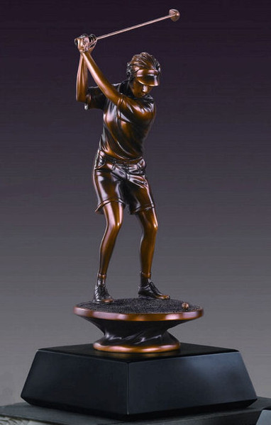 Golfer Female Statue Lady Woman Sculpture Add Brass Award Figurine